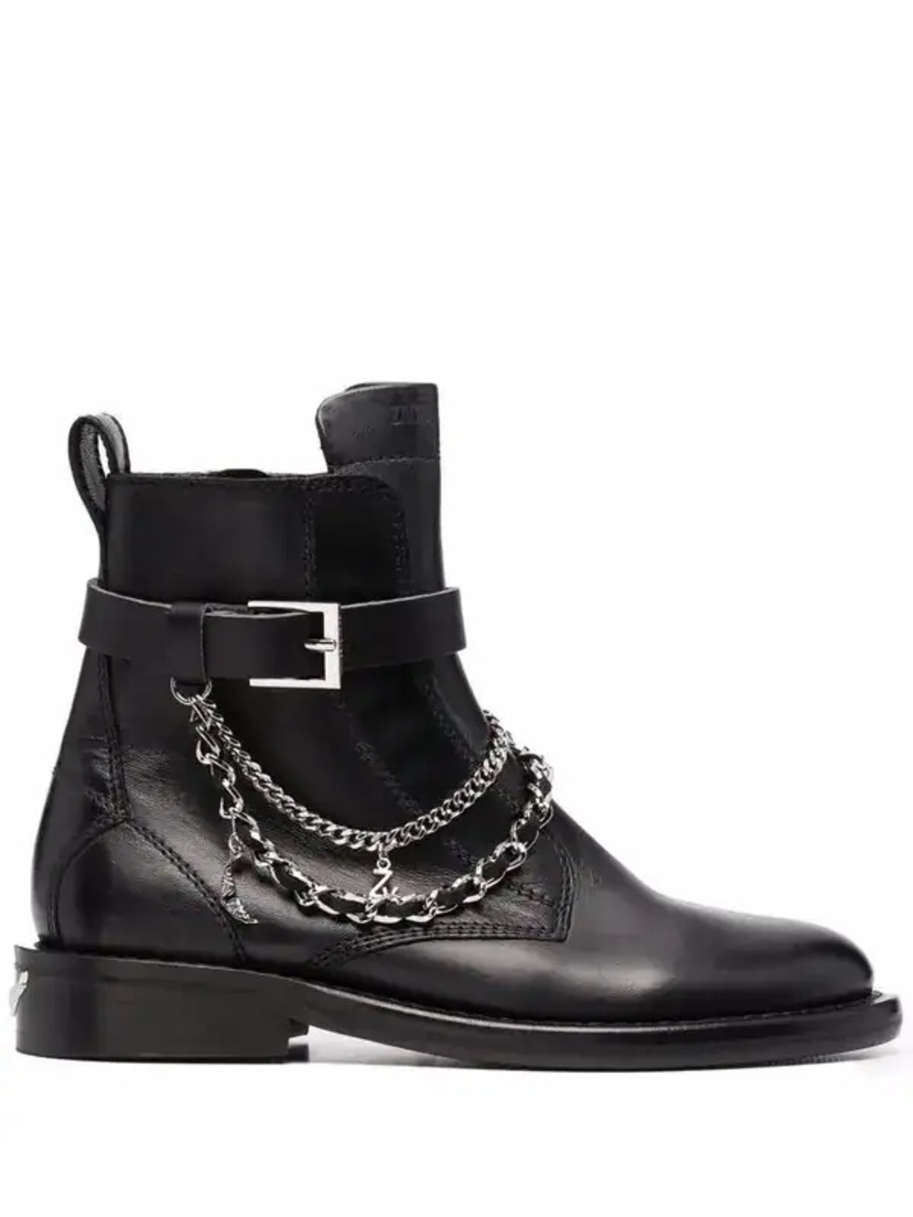 Zadig & Voltaire Leather Chain Detail Ankle Boots Black EU 37 /US 6.5-7 NWOT